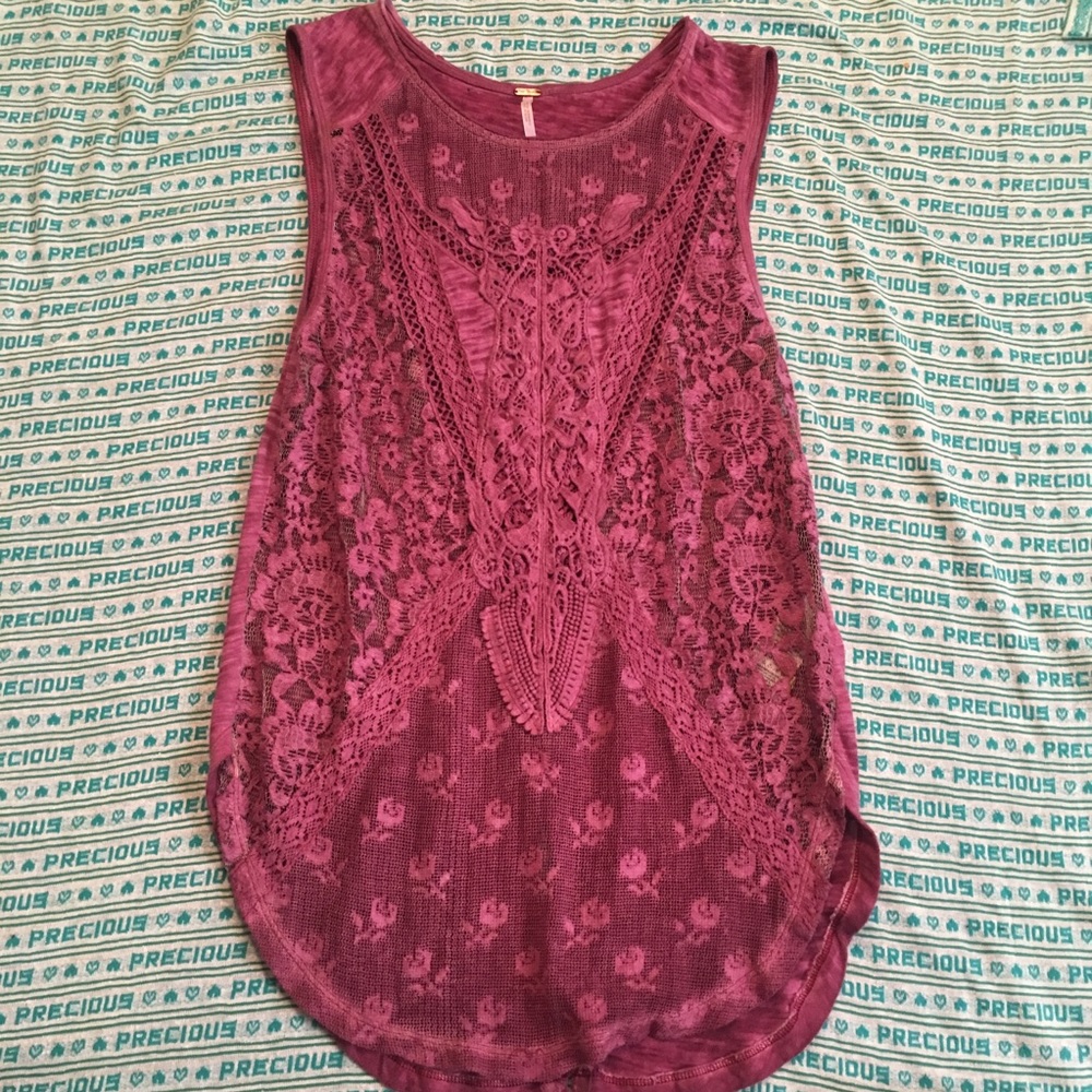 Free People purple lace tank XS